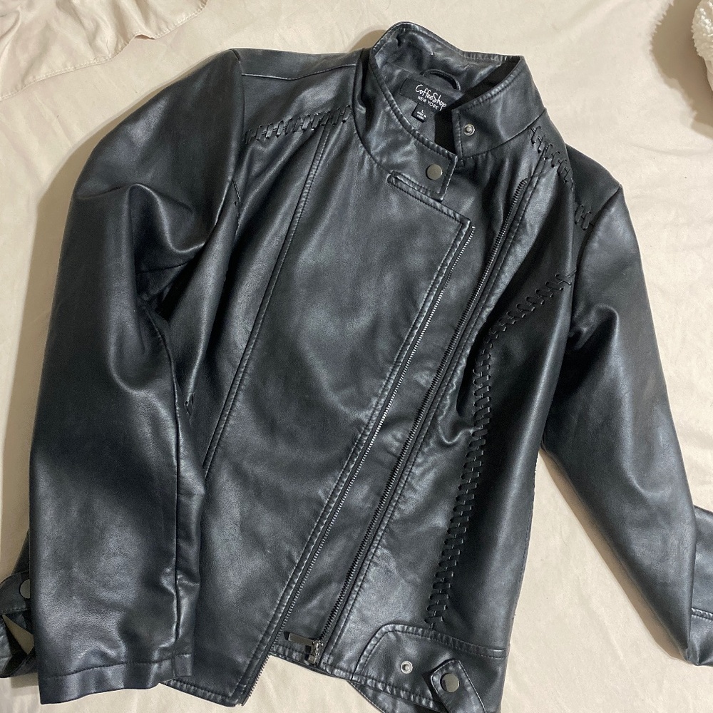 Zip up faux leather jacket